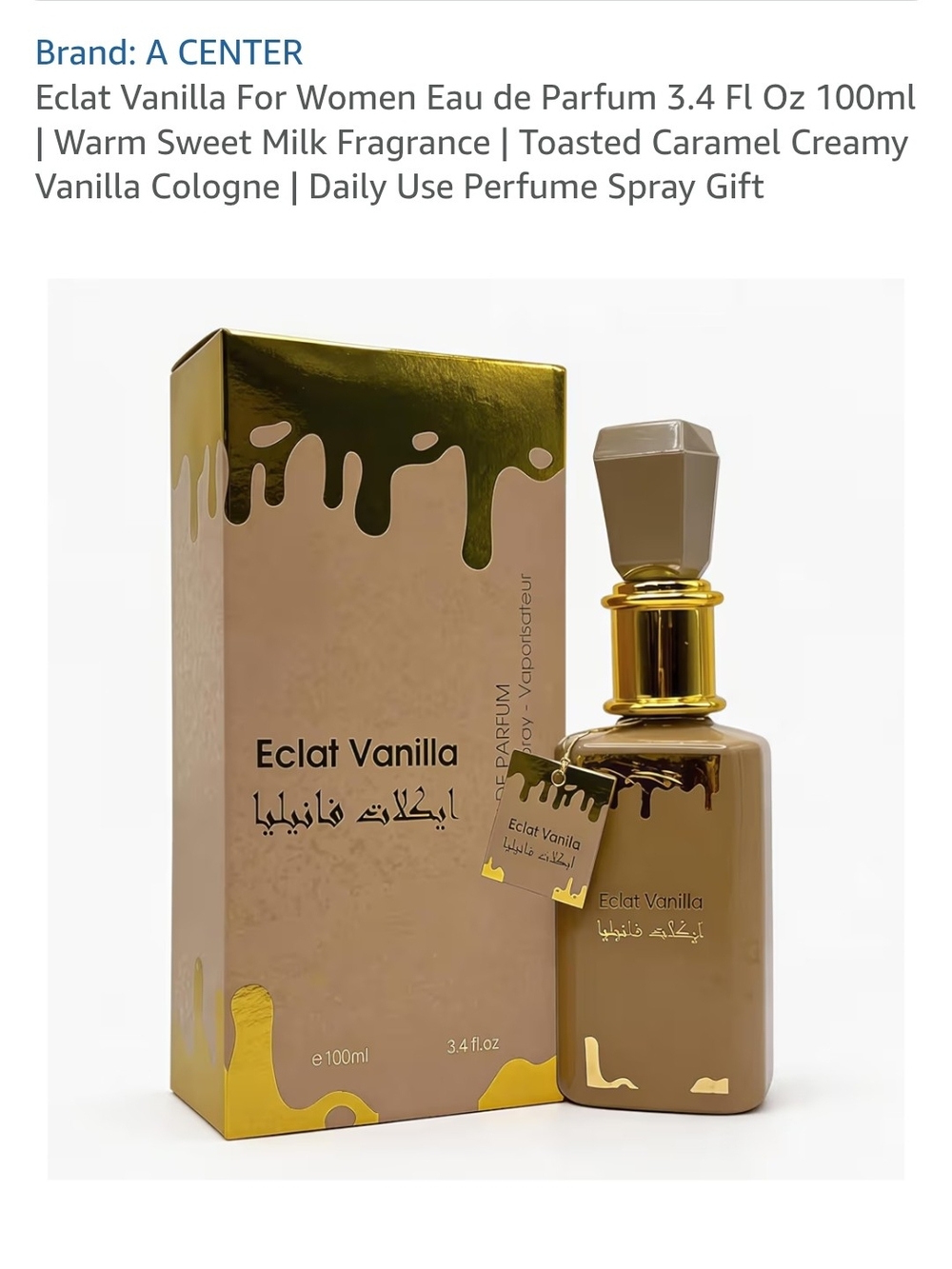 A CENTER Eclat Vanilla Eau de Parfum - Brown & Gold Bottle